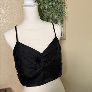 Express Black Ruched Crop Top